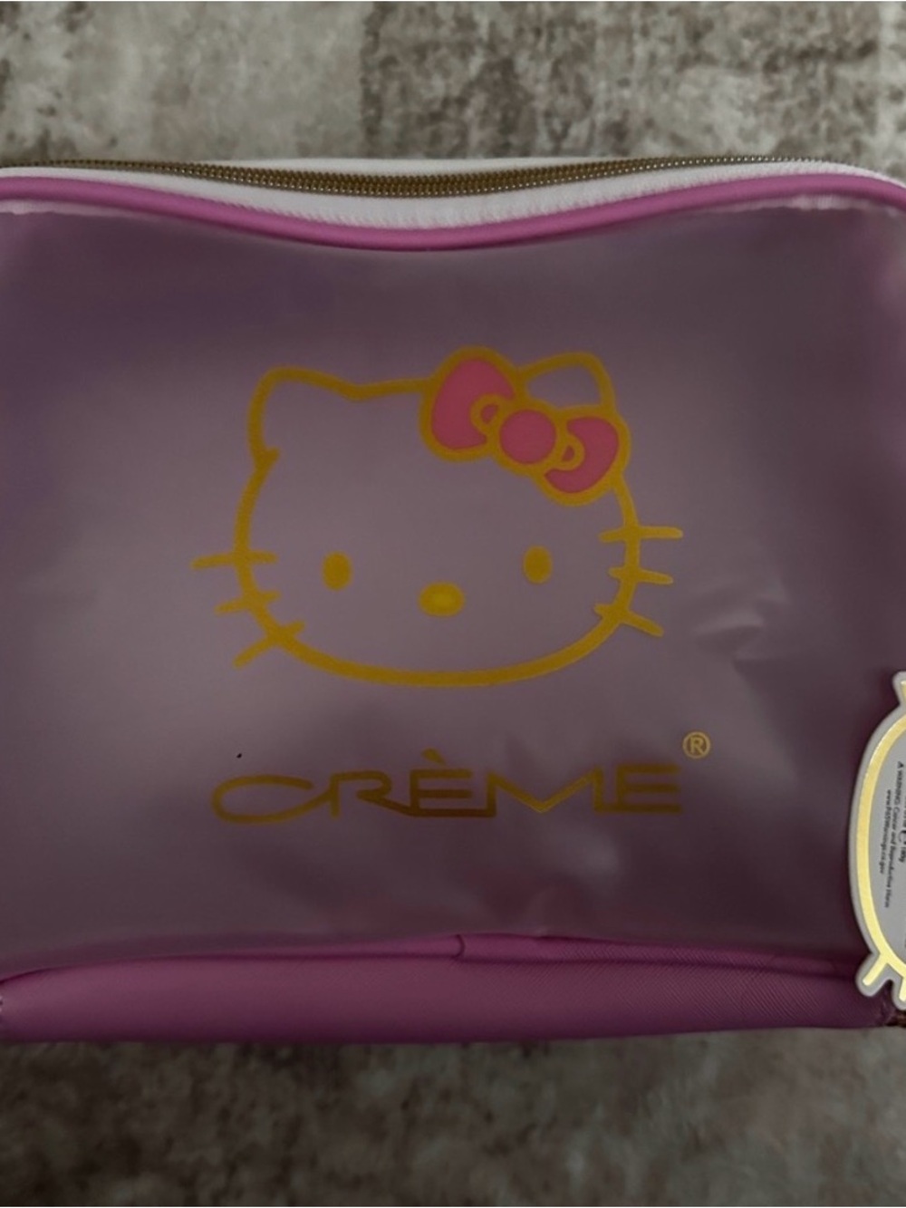 NEW, Crème shop ~ Pink Hello Kitty cosmetics/bath zipper handle Bag( 14x12)